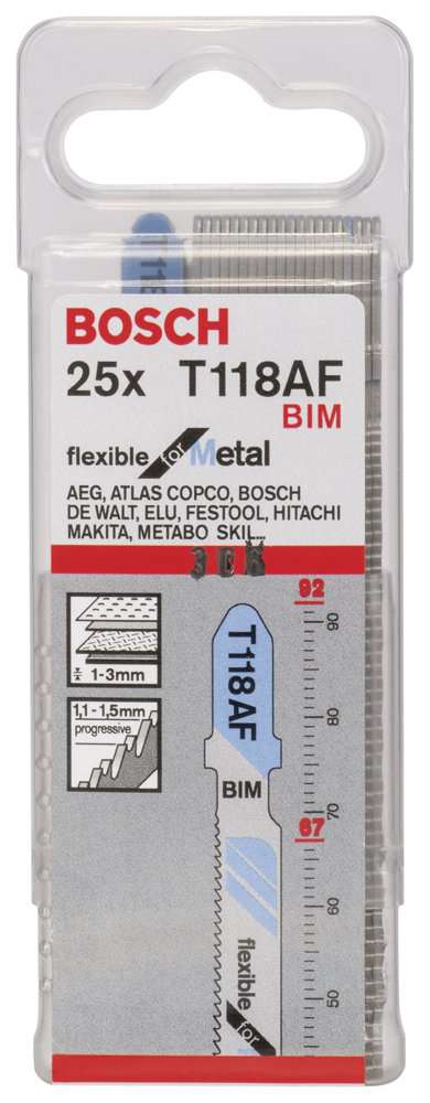 Bosch - Kırılmaya Karşı Dayanıklı Seri Metal İçin T 118 AF Dekupaj Testeresi Bıçağı - 25'Li Paket