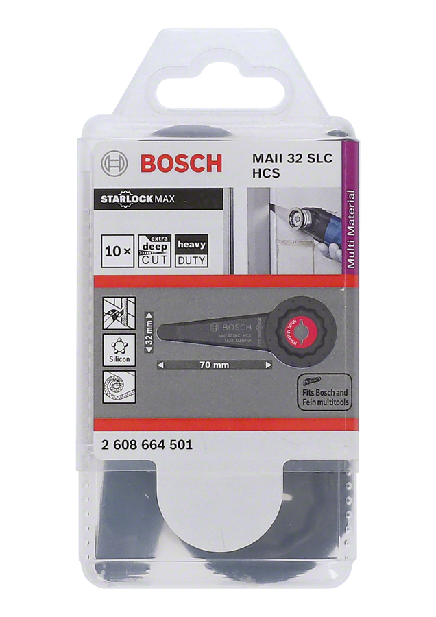 Bosch - Starlock Max - MAll 32 SLC - HCS Üniversal Derz ve Macun Kesici Uzun Testere Bıçağı 10'lu