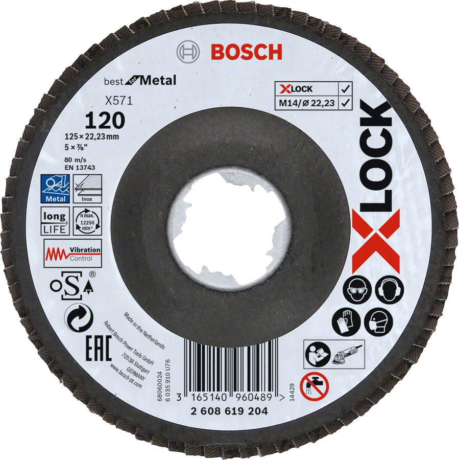 Bosch - X-LOCK - 125 mm 120 Kum Best Serisi Metal Flap Disk