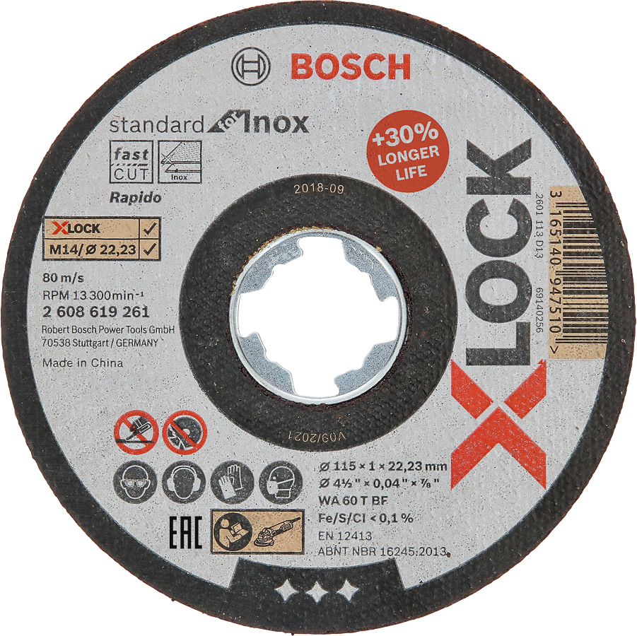 Bosch - X-LOCK - 115*1,0 mm Standard Seri Düz Inox (Paslanmaz Çelik) Kesme Diski (Taş) - Rapido