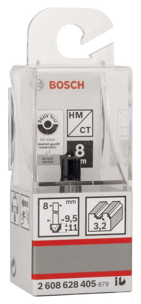 Bosch - Standard Seri Ahşap İçin Tek Oluklu Sert Metal Çeyrek Parmak Freze 8*9,5*41mm