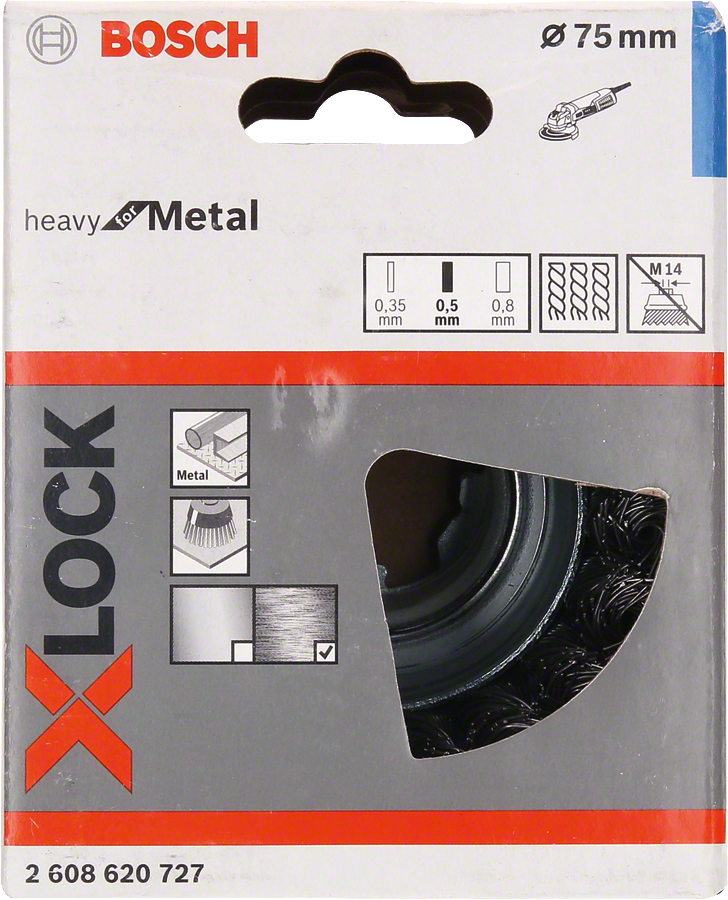 Bosch - X-LOCK - Heavy Serisi Metal İçin Burgulu Tel Fırça 75*0,5 mm