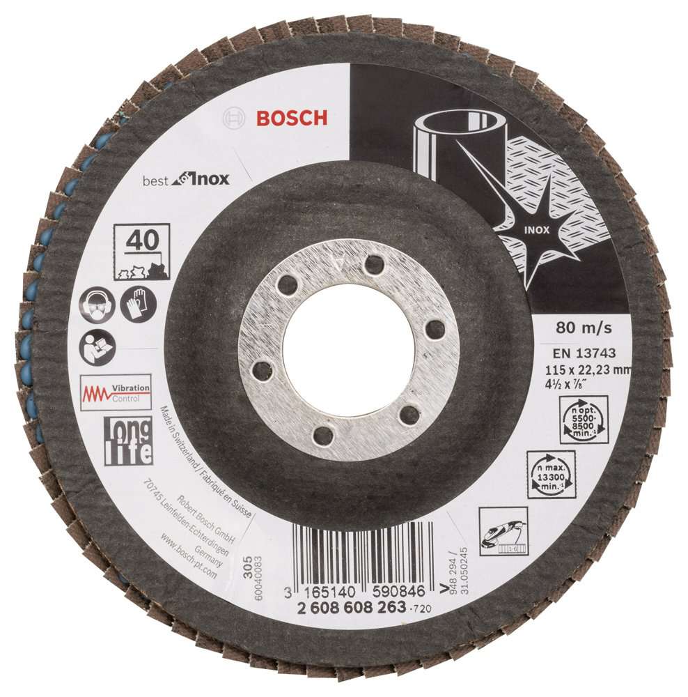 Bosch - 115 mm 40 Kum Best Serisi Inox Flap Disk