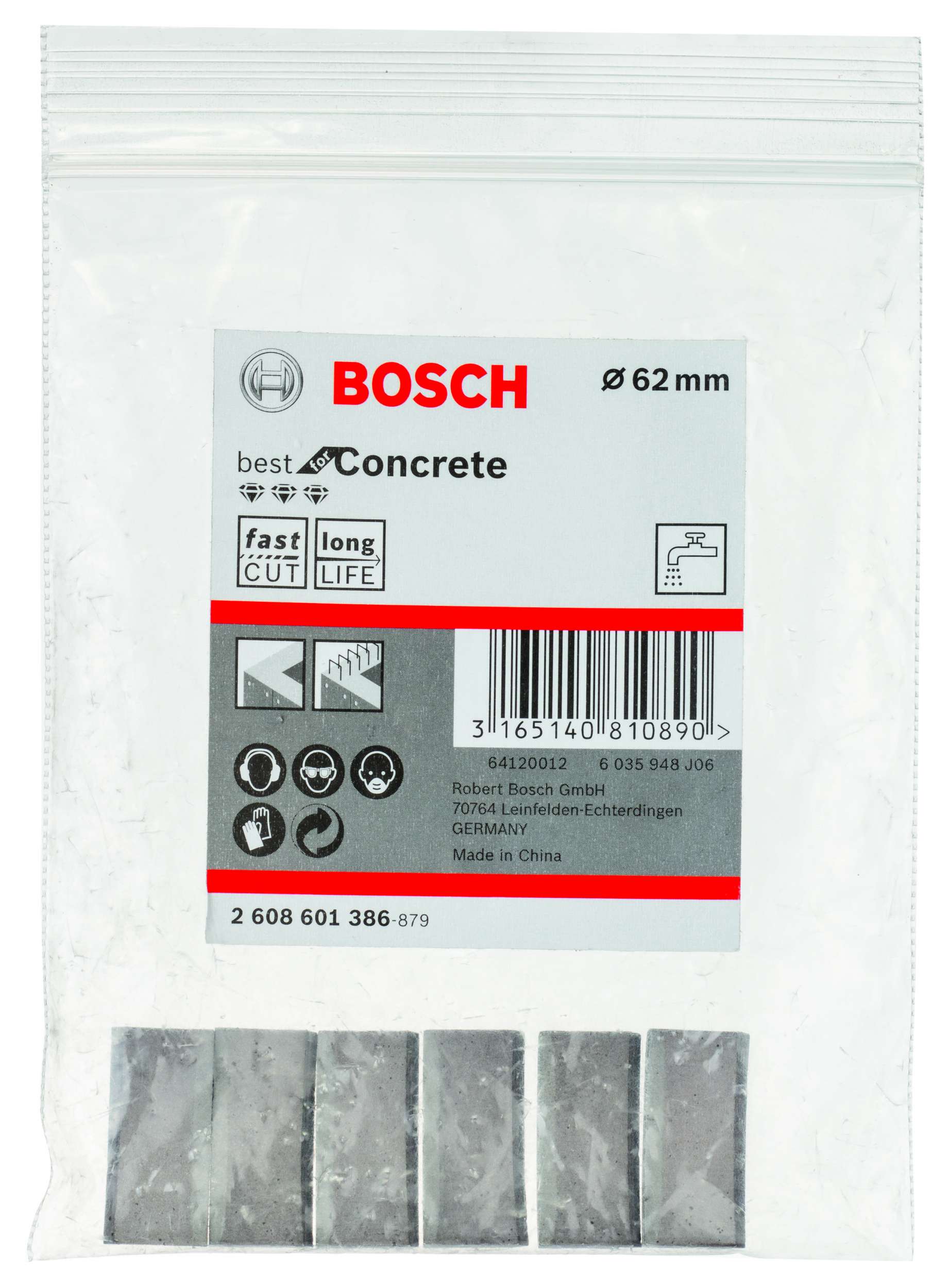 Bosch - Best Serisi Elmas Sulu Karot Uç Segmanı 62 mm İçin 6 Parça