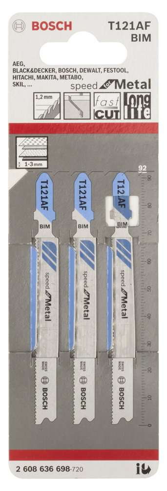 Bosch - Hızlı Kesim Serisi Metal İçin T 121 AF Dekupaj Testeresi Bıçağı - 3'Li Paket