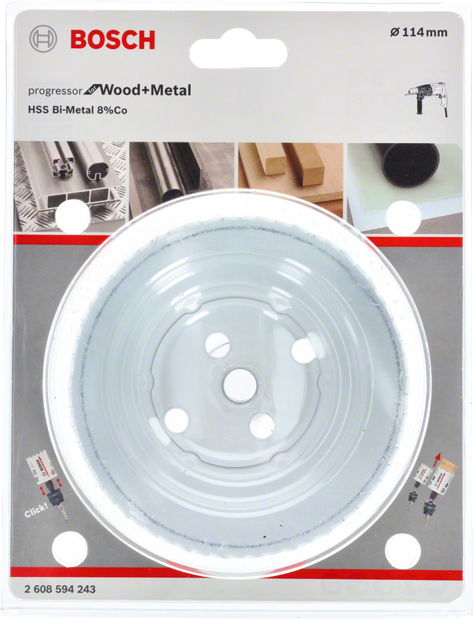Bosch - Yeni Progressor Serisi Ahşap ve Metal için Delik Açma Testeresi (Panç) 114 mm