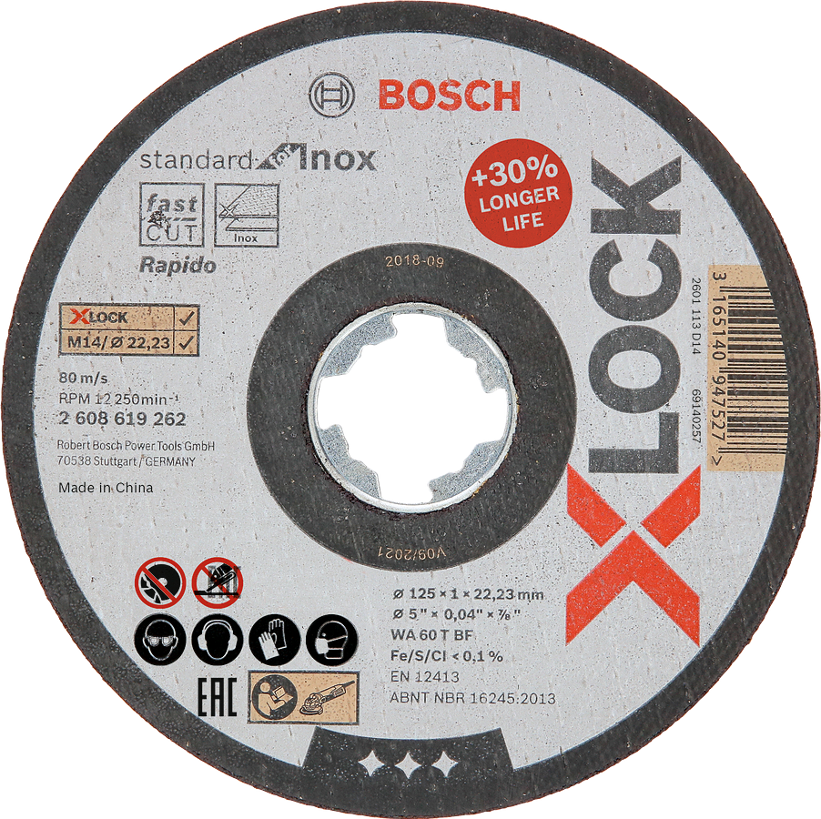 Bosch - X-LOCK - 125*1,0 mm Standard Seri Düz Inox (Paslanmaz Çelik) Kesme Diski (Taş) - Rapido