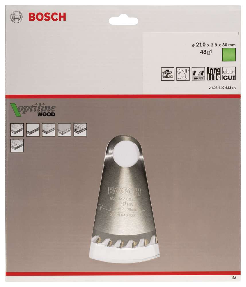 Bosch - Optiline Serisi Ahşap için Daire Testere Bıçağı 210*30 mm 48 Diş