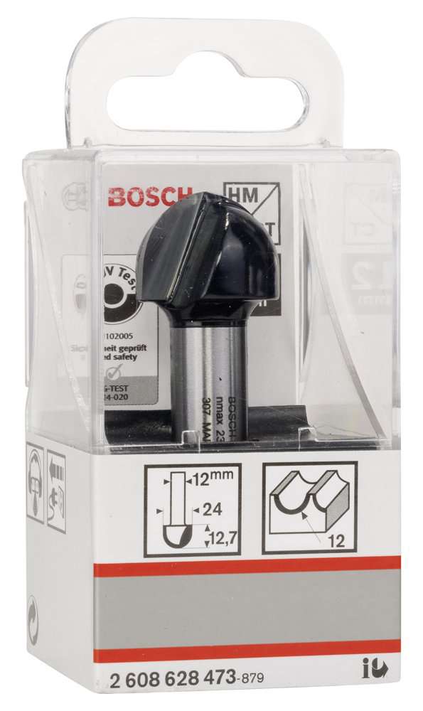 Bosch - Standard Seri Ahşap İçin Çift Oluklu, Sert Metal Dalma Yarımay Freze 12*24*57*12 mm