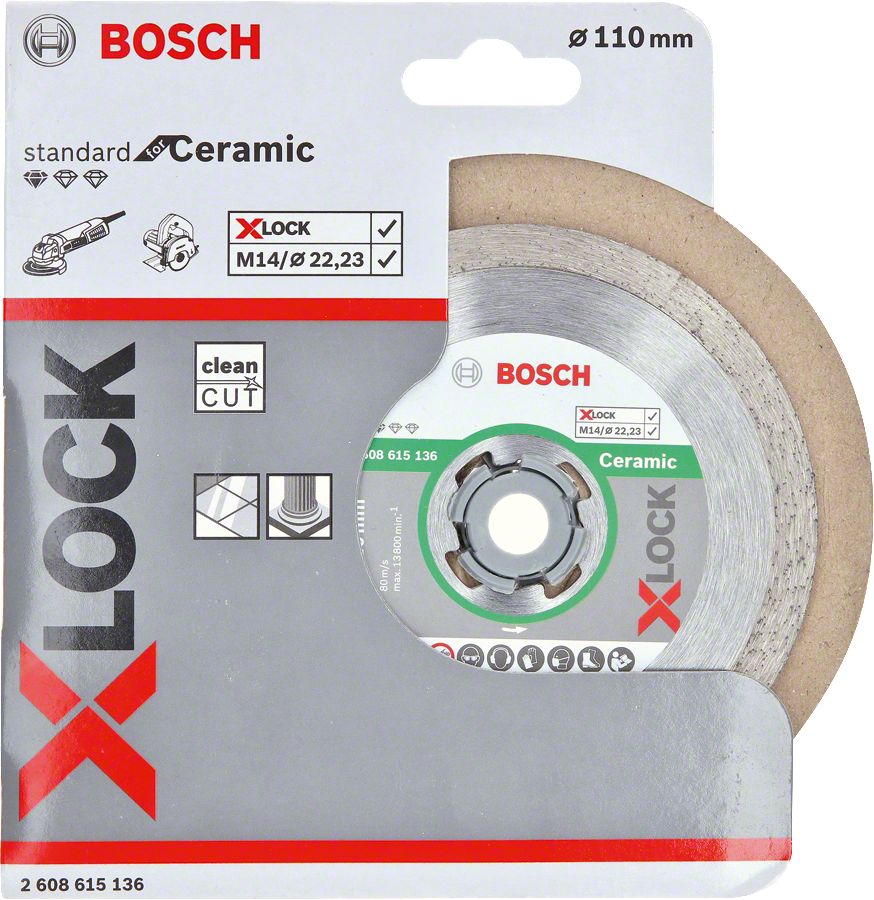 Bosch - X-LOCK - Standard Seri Seramik İçin Elmas Kesme Diski 110 mm