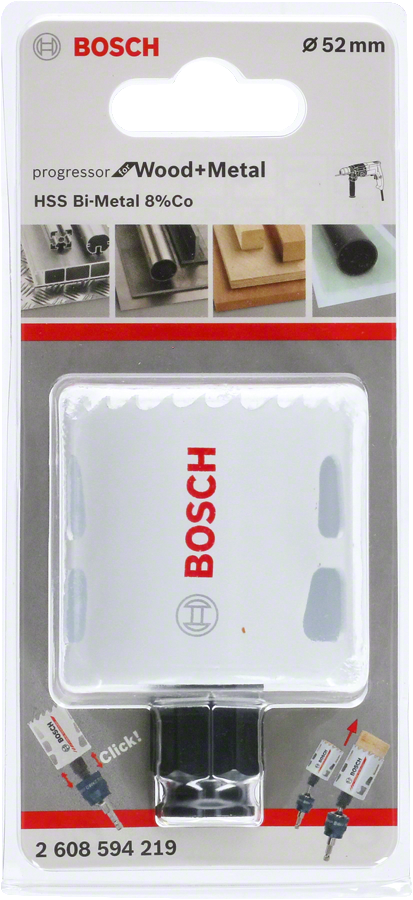 Bosch - Yeni Progressor Serisi Ahşap ve Metal için Delik Açma Testeresi (Panç) 52 mm