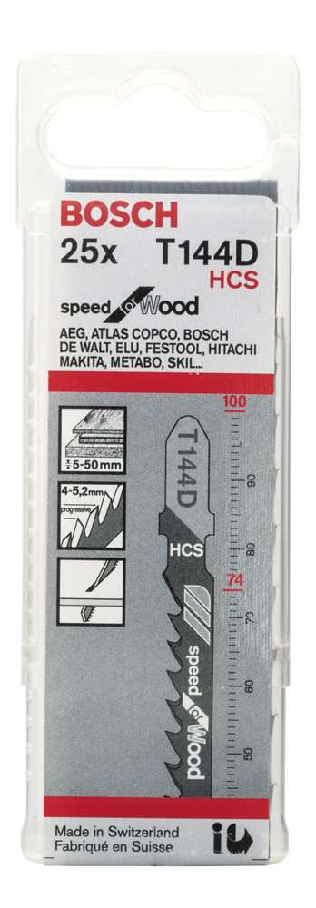 Bosch - Hızlı Kesim Serisi Ahşap İçin T 144 D Dekupaj Testeresi Bıçağı - 25'Li Paket