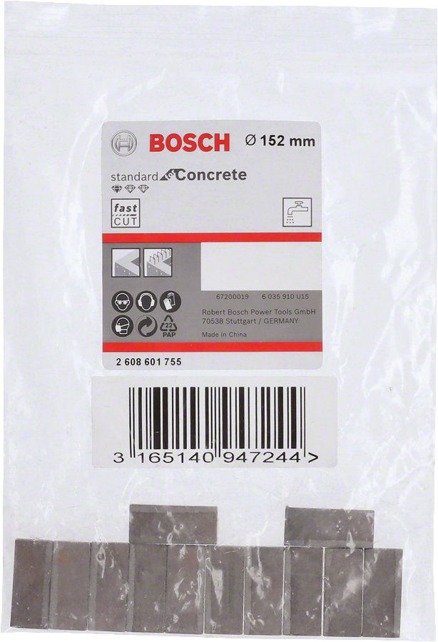Bosch - Standard Seri Sulu Elmas Karot Ucu Segmanı 152mm 1 1/4'' 12'li