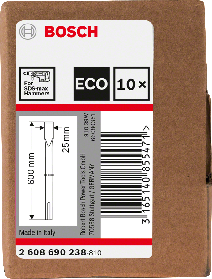 Bosch - SDS-Max Şaftlı Yassı Keski 600*25 mm 10'lu EKO