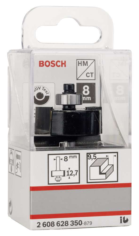 Bosch - Standard Seri Ahşap İçin Çift Oluklu, Sert Metal Bilya Yataklı Lamba Açma Frezesi 8*31,8*54 mm