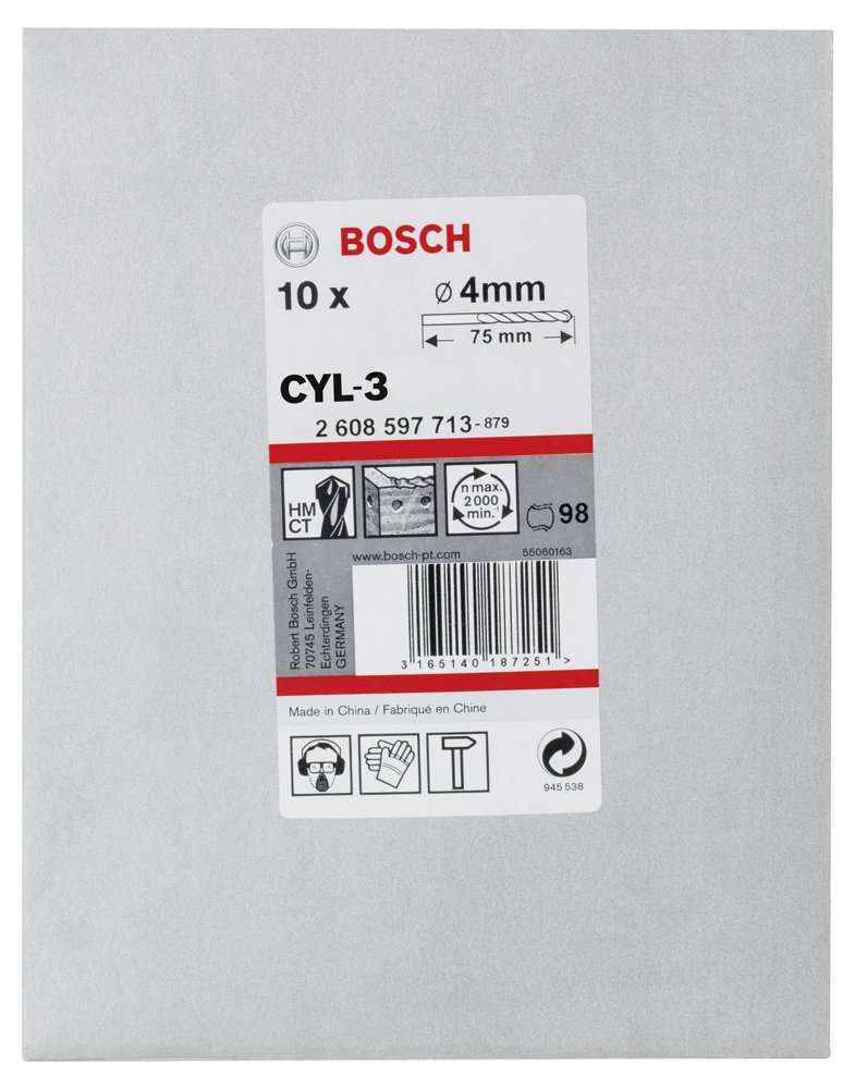 Bosch - cyl-3 Serisi, Beton Matkap Ucu 4*75 mm 10'lu Paket