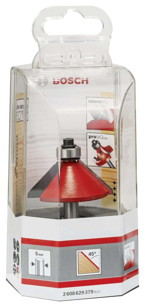 Bosch - Expert Serisi Ahşap İçin Çift Oluklu, Sert Metal Bilye Yataklı Pah Açma Frezesi 8*15,65*61 mm