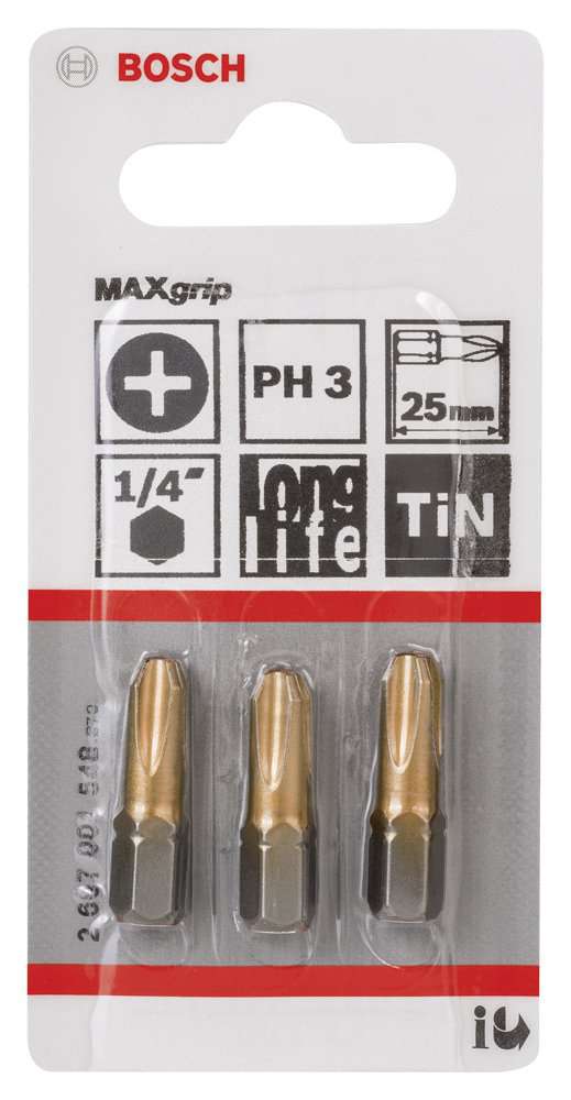 Bosch - Max Grip Serisi Vidalama Ucu PH3*25 mm 3'lü