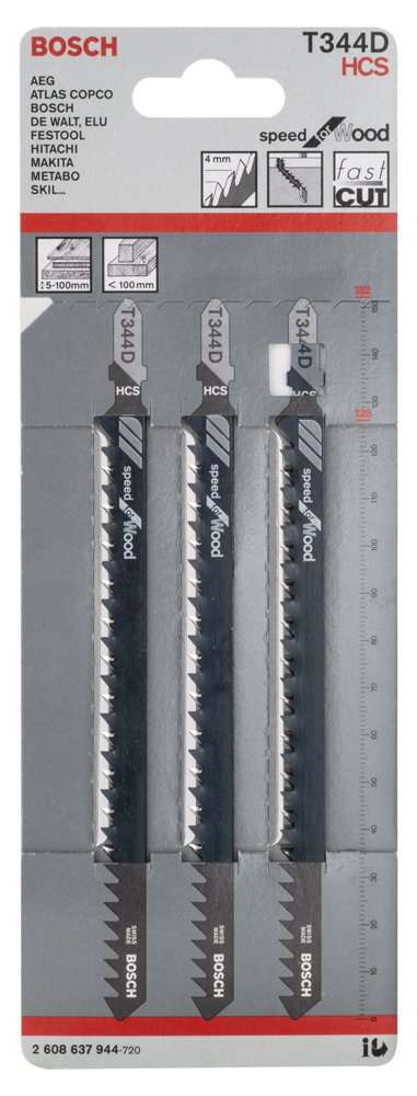 Bosch - Hızlı Kesim Serisi Ahşap İçin T 344 D Dekupaj Testeresi Bıçağı - 3'Lü Paket