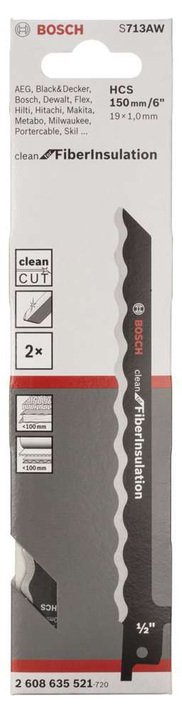 Bosch - Clean for Serisi Elyaflı Yalıtım Malzemeleri için Panter Testere Bıçağı S 713 AW