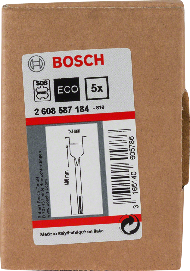 Bosch - SDS-Max Şaftlı Yassı Keski 400*50 mm 5'li