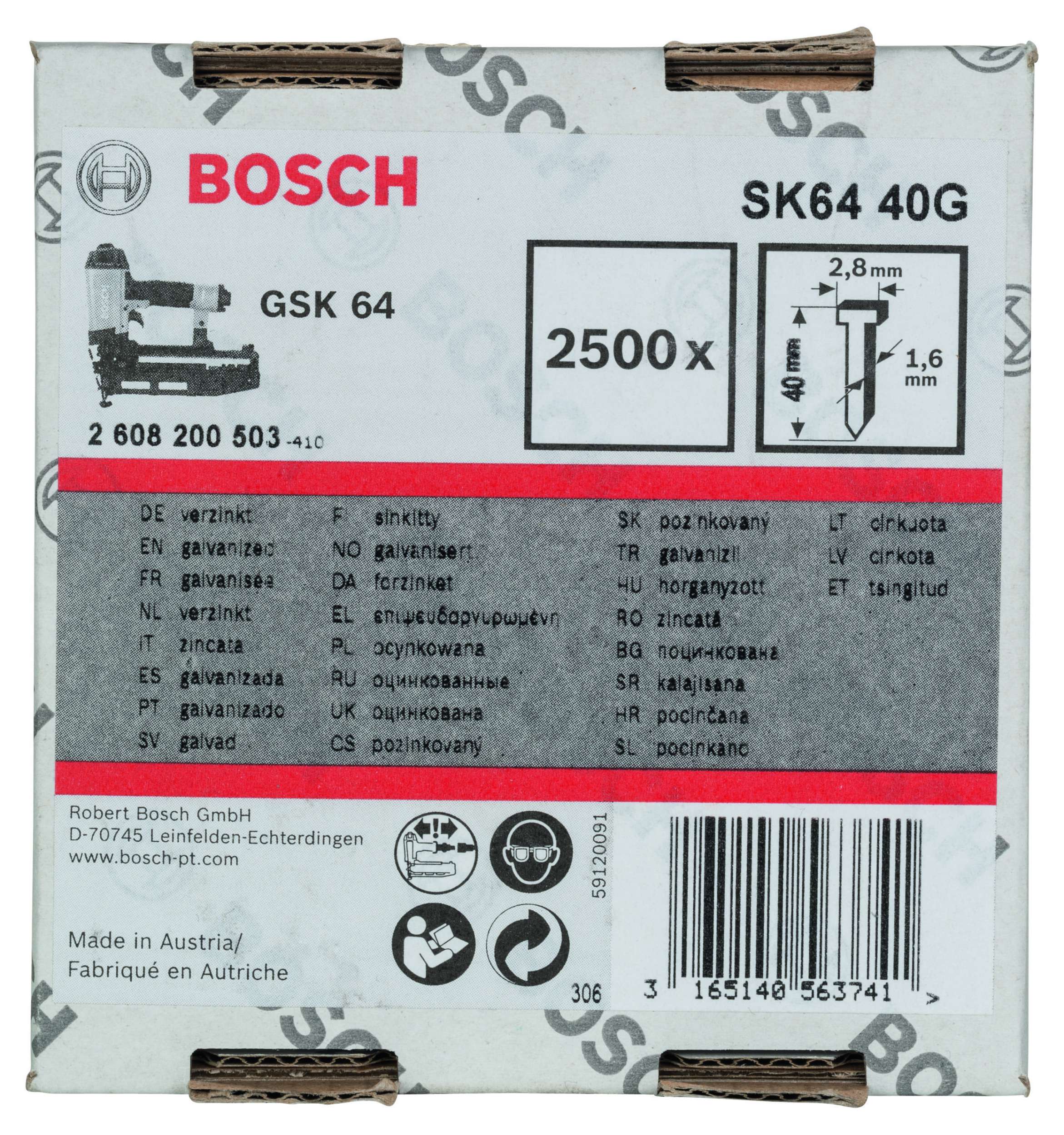 Bosch - GSK 64 Çivisi 40 mm 2500li Galvanizli