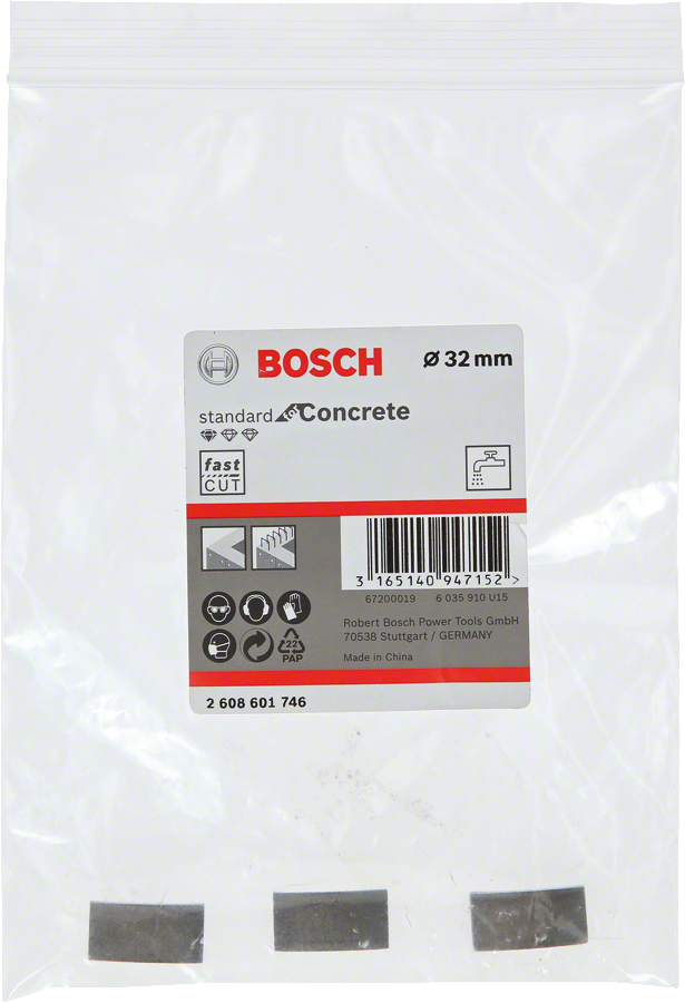 Bosch - Standard Seri Sulu Elmas Karot Ucu Segmanı 32mm G1/2'' 3'lü