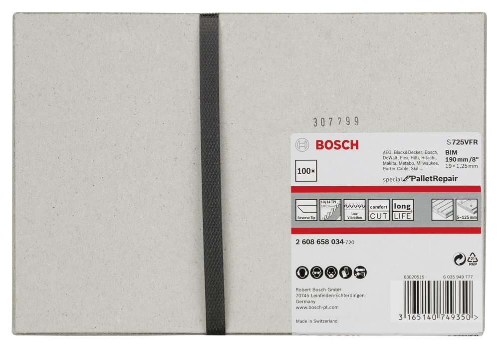 Bosch - Special for Serisi Palet Tamiri için Panter Testere Bıçağı S 725 VFR 100'lü