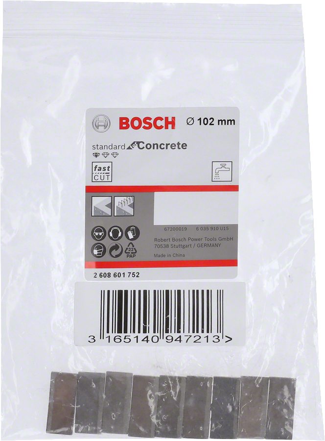 Bosch - Standard Seri Sulu Elmas Karot Ucu Segmanı 102mm 1 1/4'' 9'lu