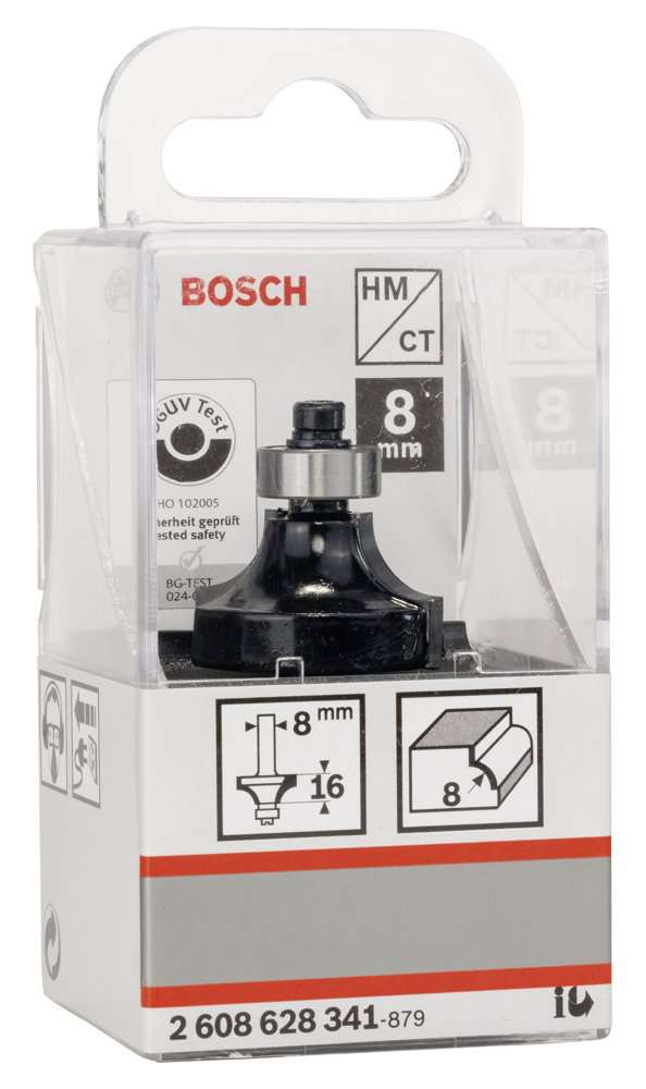 Bosch - Standard Seri Ahşap İçin Çift Oluklu, Sert Metal Bilya Yataklı Yuvarlama Frezesi 8*8*53 mm