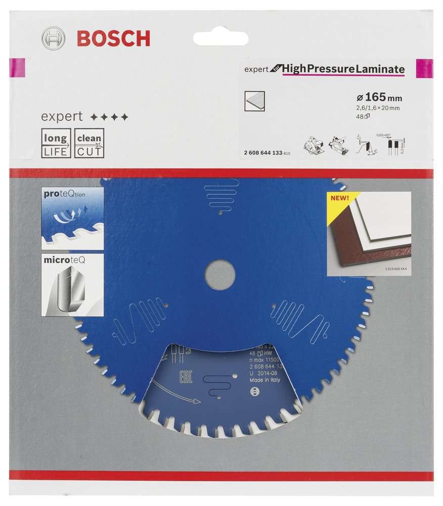 Bosch - Expert Serisi Yüksek Basınçlı Lamine Panel ve Trespa için Daire Testere Bıçağı 165*20 mm 48 Diş