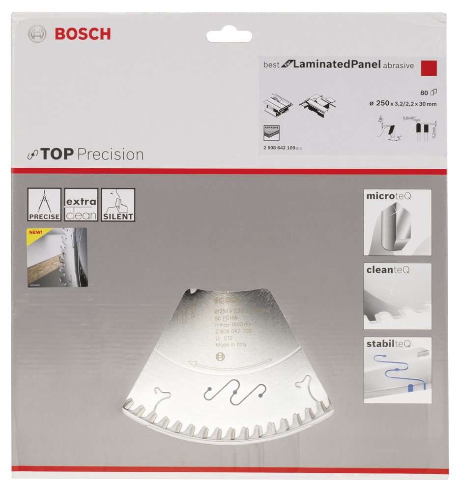 Bosch - Best Serisi Hassas Kesim Aşındırıcı Kaplamalı Lamine Panel için Daire Testere Bıçağı 250*30 mm 80 Diş