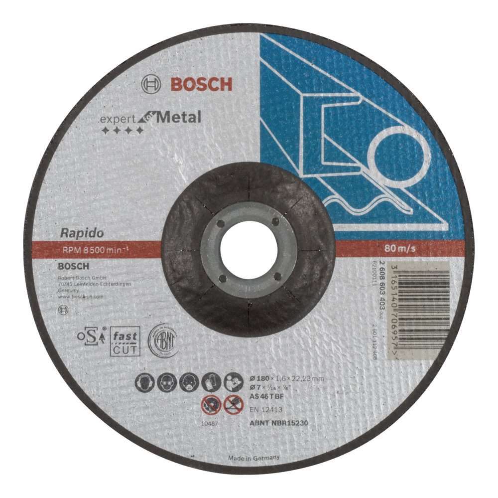 Bosch - 180*1,6mm Expert Serisi Bombeli Metal Kesme Diski (Taş) - Rapido