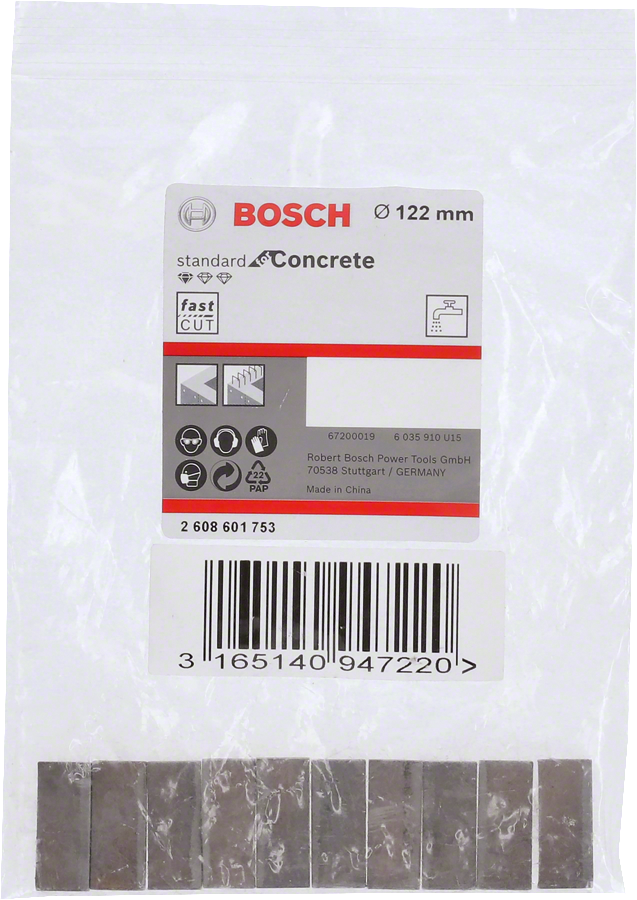 Bosch - Standard Seri Sulu Elmas Karot Ucu Segmanı 122mm 1 1/4'' 10'lu