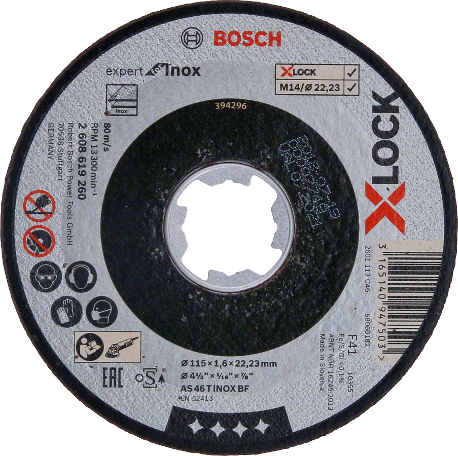 Bosch - X-LOCK - 115*1,6 mm Expert Serisi Düz Inox (Paslanmaz Çelik) Kesme Diski (Taş)