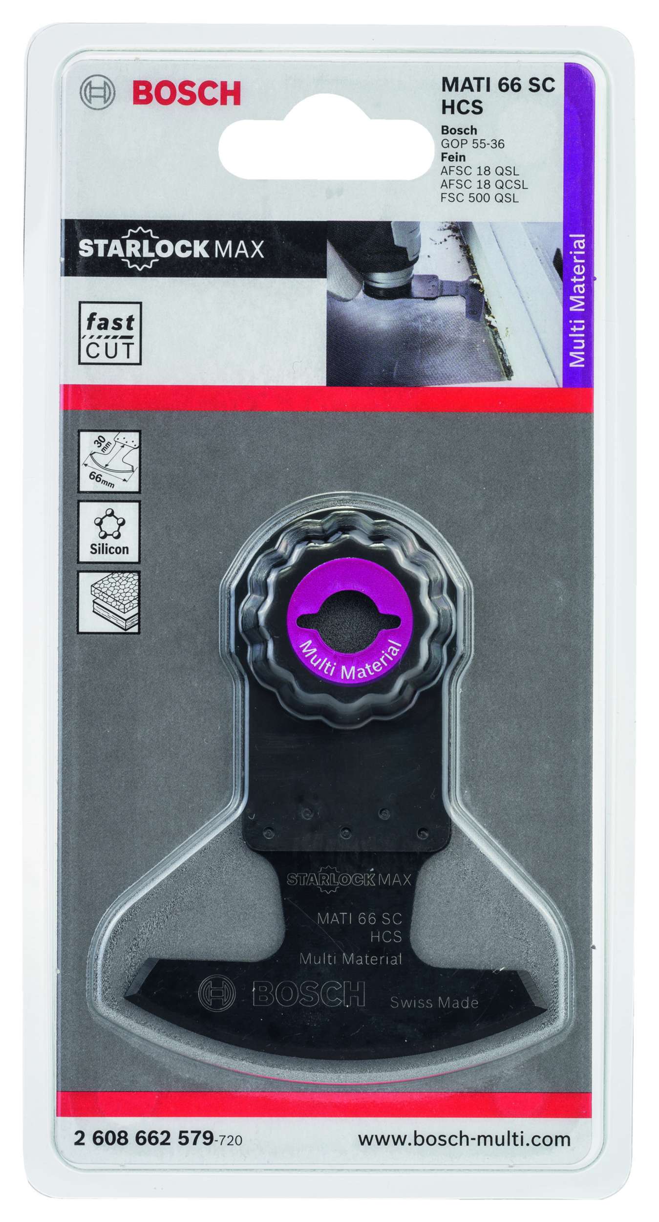 Bosch - Starlock Max - MATI 66 SC - HCS Üniversal Derz ve Macun Hızlı Kesim Segman Testere Bıçağı 1'li