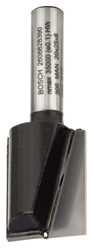 Bosch - Standard Seri Ahşap İçin Çift Oluklu, Sert Metal Düz Freze Ucu 8*20*56mm