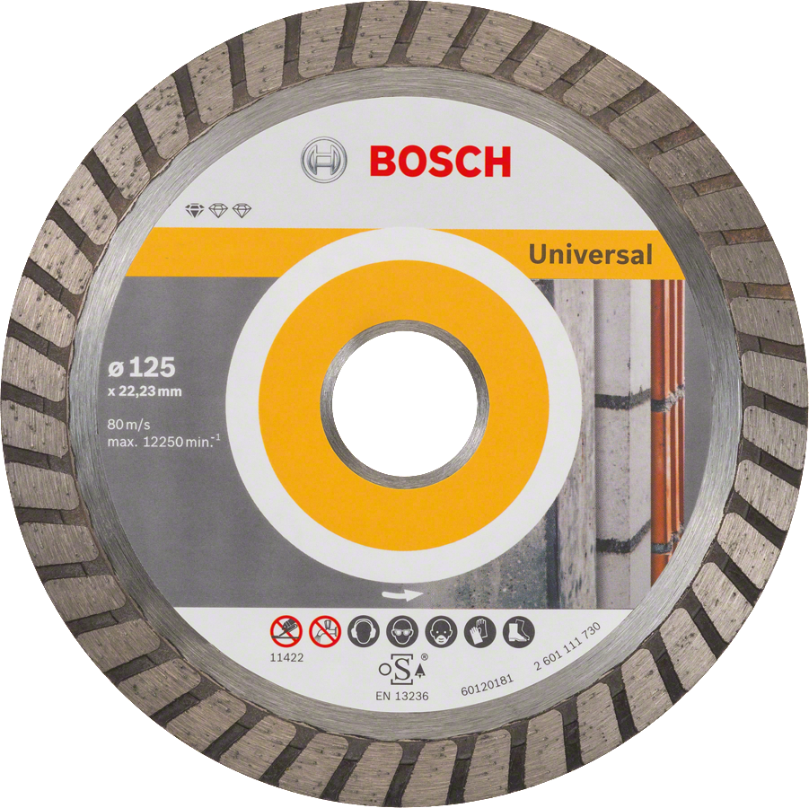 Bosch - Standard Seri Genel Yapı Malzemeleri İçin Turbo Segmanlı Elmas Kesme Diski 125 mm