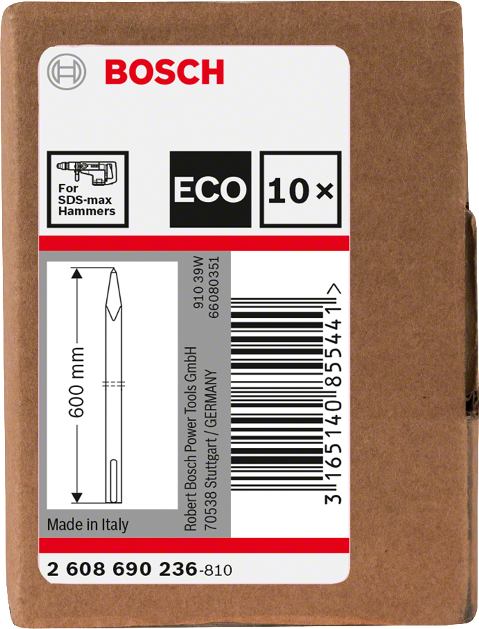 Bosch - SDS-Max Şaftlı Sivri Keski 600 mm 10'lu EKO