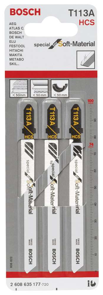 Bosch - Yalıtım Malzemeleri Ve Aşındırıcı Malzemeler İçin T 113 A Dekupaj Testeresi Bıçağı - 3'Lü Paket