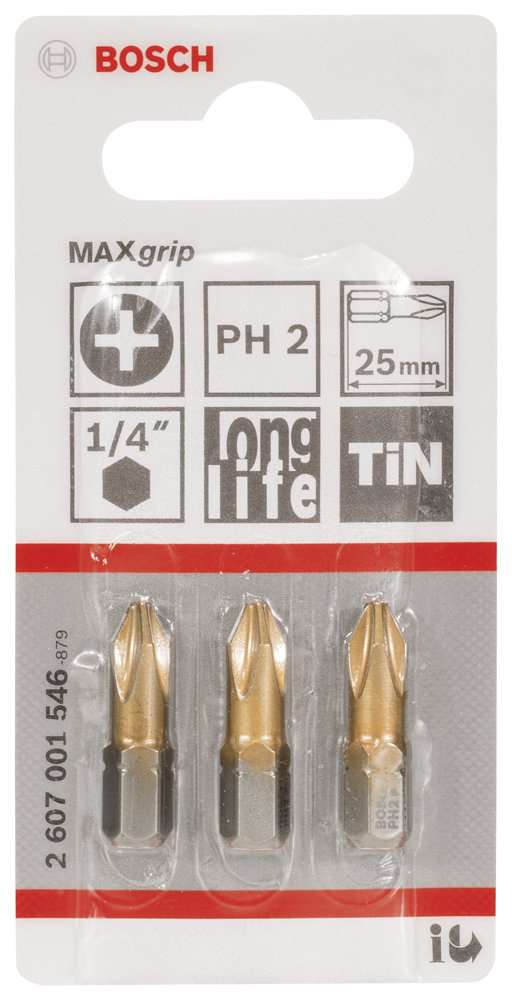 Bosch - Max Grip Serisi Vidalama Ucu PH2*25 mm 3'lü