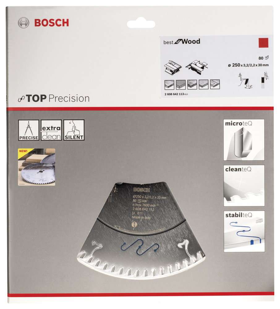 Bosch - Best Serisi Hassas Kesim Ahşap için Daire Testere Bıçağı 250*30 mm 80 Diş