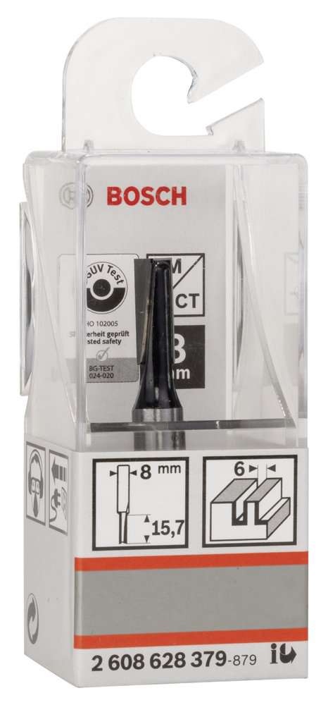 Bosch - Standard Seri Ahşap İçin Çift Oluklu, Sert Metal Düz Freze Ucu 8*6*48 mm