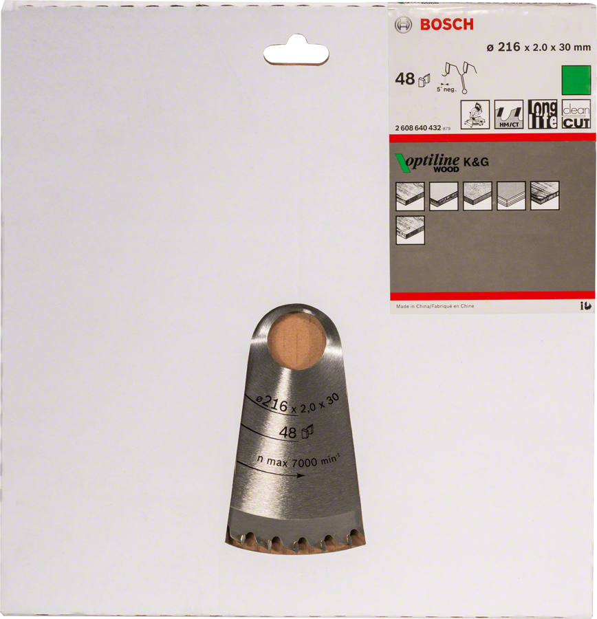 Bosch - Optiline Serisi Ahşap için Daire Testere Bıçağı B 216x30 mm-48 Diş