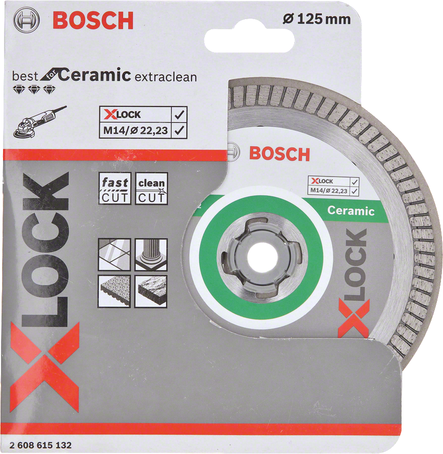 Bosch - X-LOCK - Best Serisi Seramik İçin, Extra Temiz Kesim Turbo Segman  Elmas Kesme Diski 125 mm