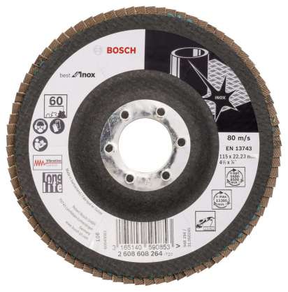 Bosch - 115 mm 60 Kum Best Serisi Inox Flap Disk