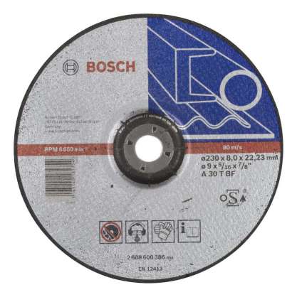 Bosch - 230*8,0 mm Expert Serisi Bombeli Metal Taşlama Diski (Taş)