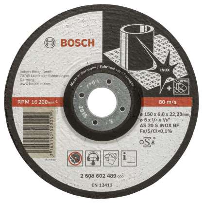 Bosch - 150*6,0 mm Expert Serisi Bombeli Inox (Paslanmaz Çelik) Taşlama Diski (Taş)