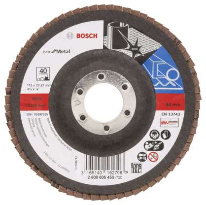 Bosch - 115 mm 40 Kum Best Serisi Metal Flap Disk