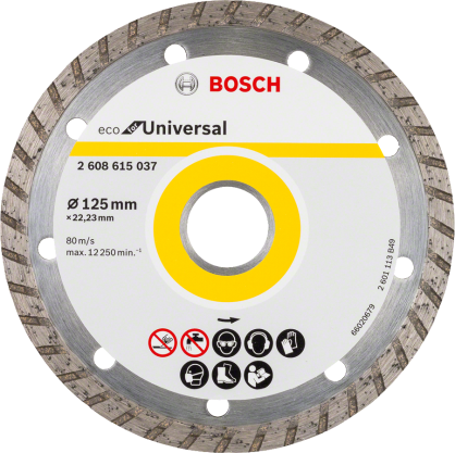 Bosch - Ekonomik Seri 9+1 Genel Yapı Malzemeleri İçin Elmas Kesme Diski 125 mm Turbo